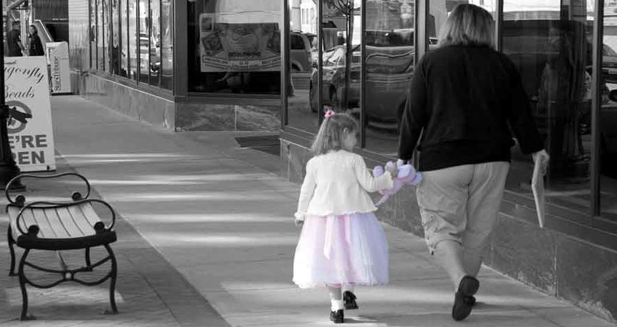 Mother and daughter shopping in Downtown Casper