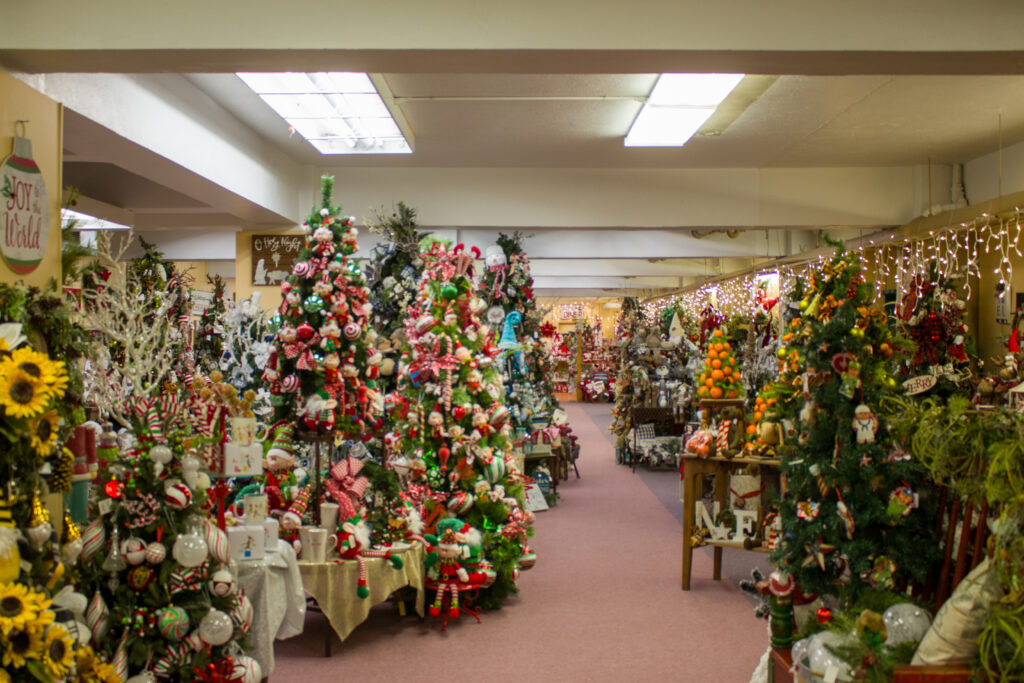 Pre-decorated Christmas Trees at The Christmas Store/Sierra West in downtown Casper Wyoming