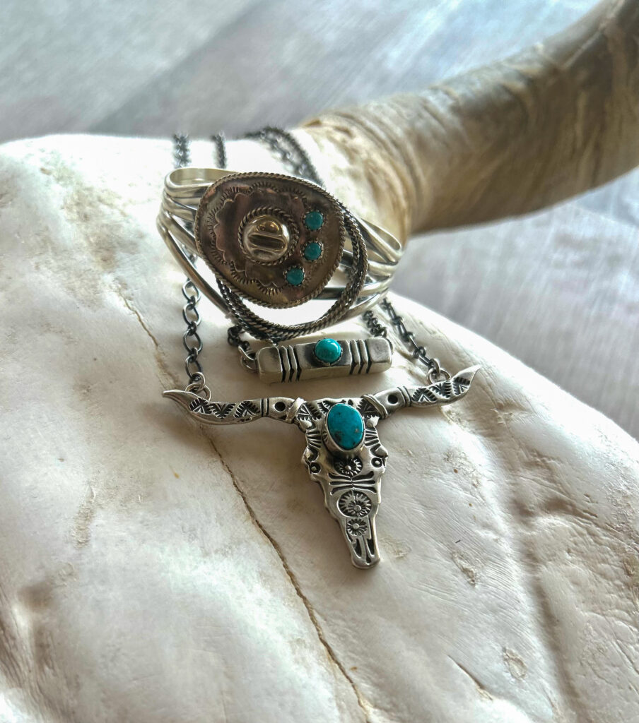 Turquoise jewelry sold in store at Casper's The Cadillac Cowgirl in downtown Casper Wyoming
