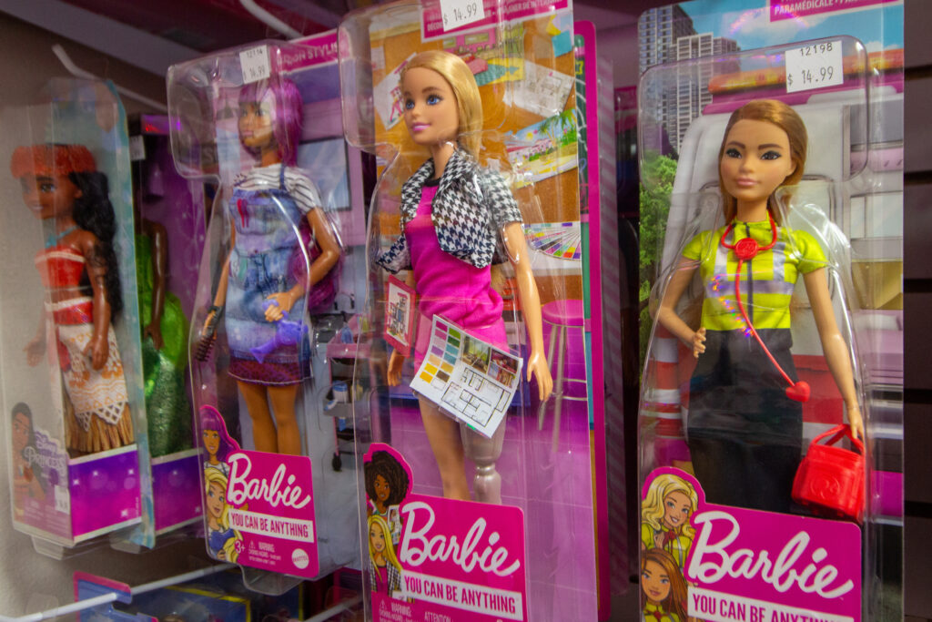 Barbie dolls at Toy Town toy store in Downtown Casper, Wyoming.