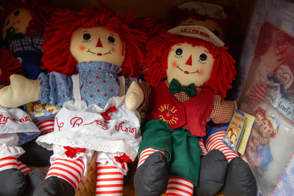 Raggedy Ann and Raggedy Andy dolls at downtown Casper, Wyoming's, Toy Town toy store.
