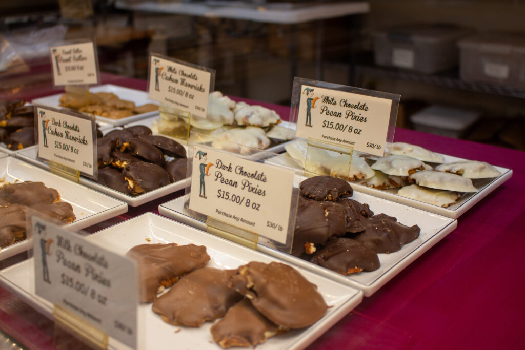 The infamous "Pecan Pixies" from the candy shop, Donells Candies, in the Atrium Plaza in downtown Casper, Wyoming.